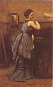 Jean Baptiste Camille  Corot Woman in Blue (mk05) Germany oil painting art